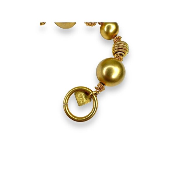 Y2K Anne Klein Chunky Brushed Gold Tone Beaded Bracelet 7.75” Toggle Clasp - Picture 7 of 10